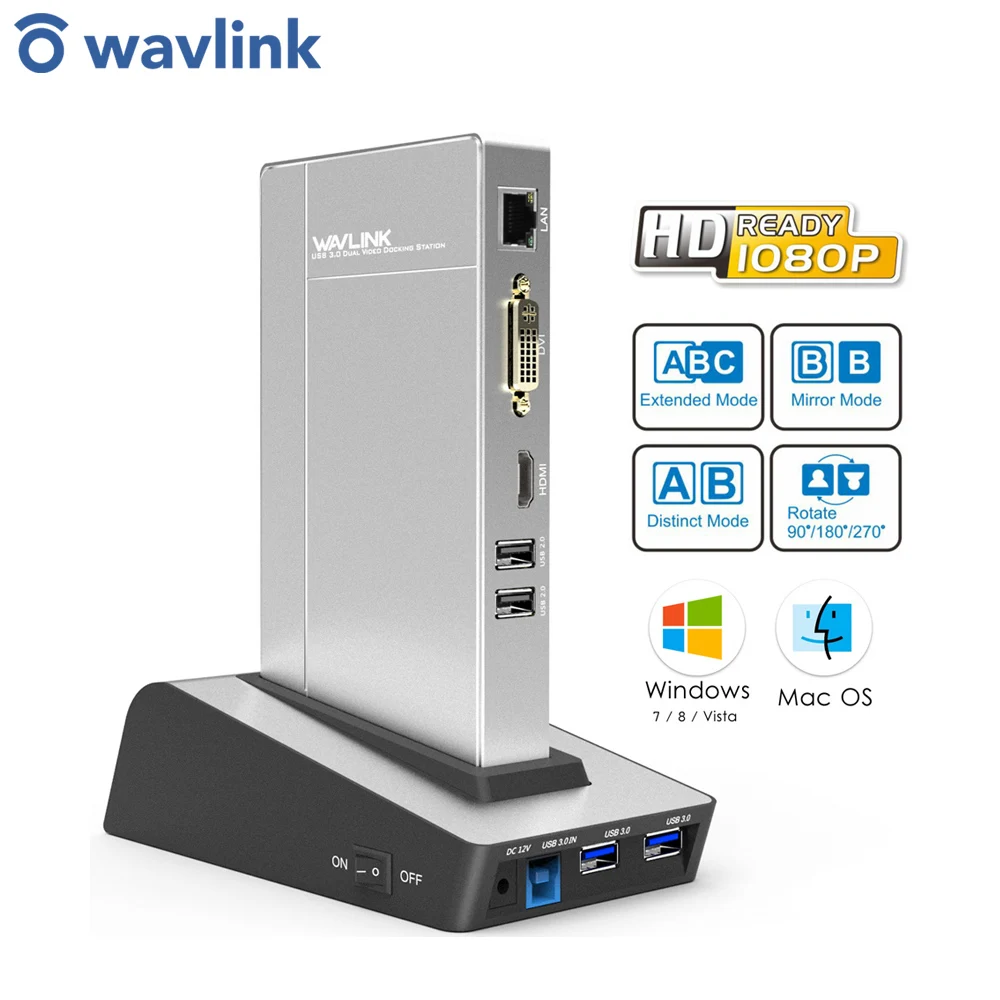 Wavlink USB 3 0 Универсальная док-станция с двойным видео HDD и SSD корпус Поддержка Dvi/HDMI/VGA