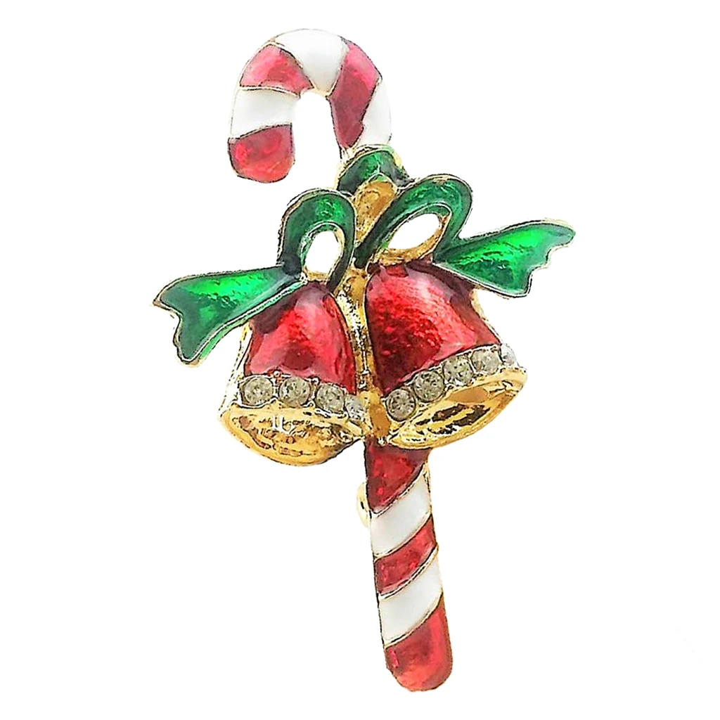 Cartoon Christmas Brooch Lapel Pin Enamel Christmas Themed Walking Stick