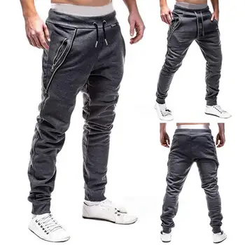 

Plus Size Men Sporty Solid Color Waist Drawstring Pockets Ankle Tied Long Pants Waist Drawstring Pockets Ankle Tied Long Pants