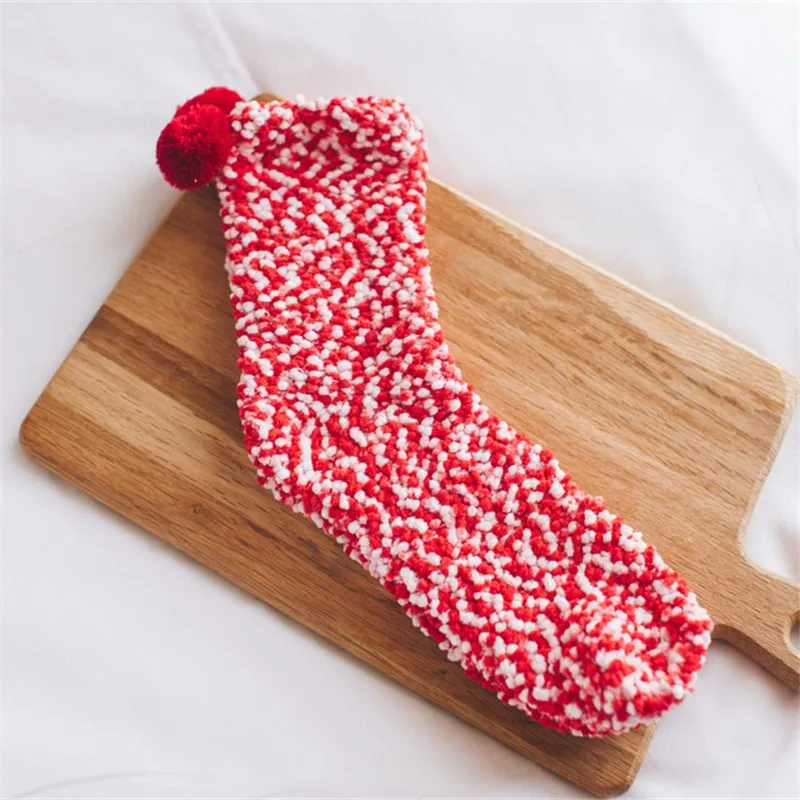 Рождественский Женский мягкий пол, домашняя одежда, аксессуары, 1 пара, яркие женские пушистые носки, теплые зимние уютные домашние постельные носки Рождественский подарок - Цвет: Red