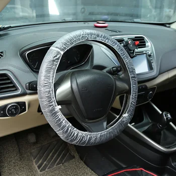 

200PCS Universal Auto Car Disposable Steering Wheel Cover Elastic Plastic Anti-dust Disposable Clear Steering Wheel Safety Cover