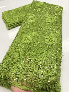 

NIAI Latest Design Lemon Mesh Fabric With Sequins Embroidery African French Lace Fabric High Quality Nigerian Lace Fabric XY3597