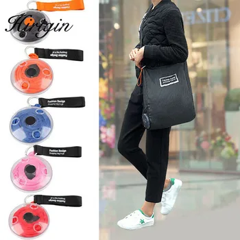 

Portable Tote In Pouch Reusable Folding Eco Shopper Shopping Shoudler Bags Organizer with Carabiner Shopping Bag customizable