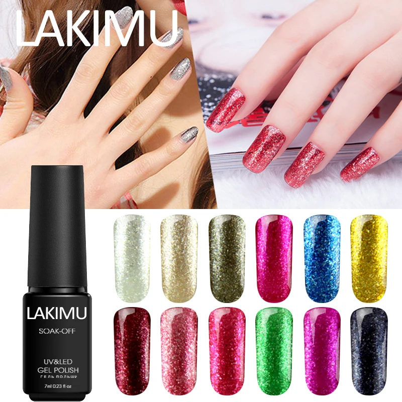 

Lakimu 7ml Platinum Starry Gel Bling Colorful Soak Off UV Gel Manicure Nail Art Long Lasting Glitter Nail Paint