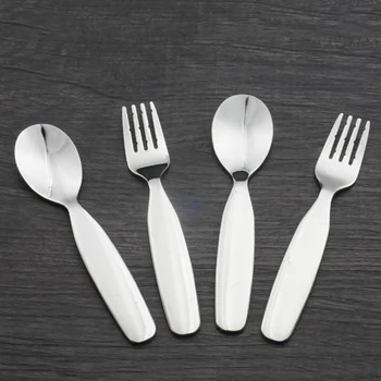 

Children Utensil Baby Tableware Set Infant Food Feeding Spoon Fork Stianless Steel Toddler Dinnerware Kids Cutlery 2 Pcs/set