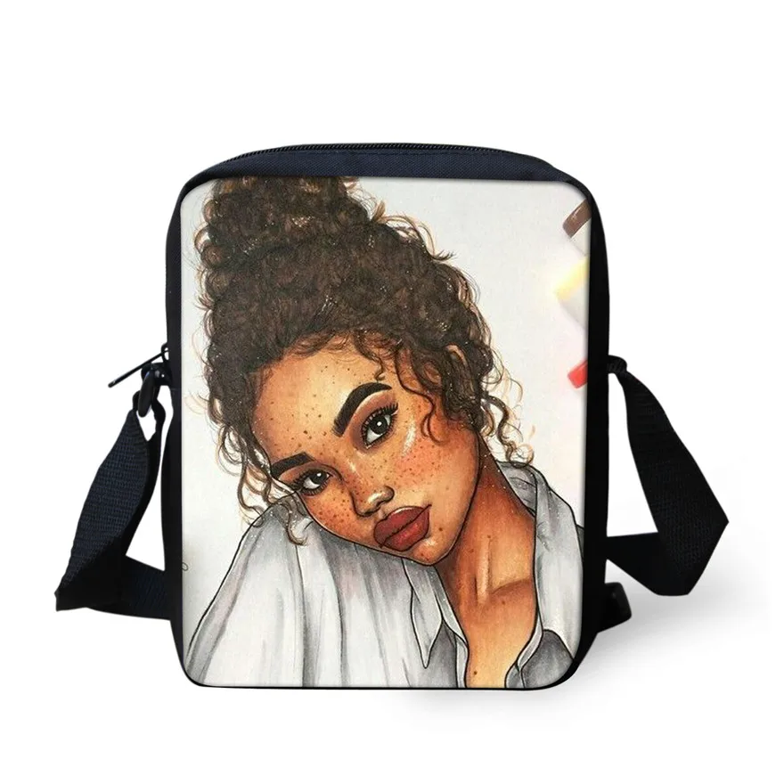 ELVISWORDS черная сумка-мессенджер для девочек в стиле афро, Маленькая мужская сумка через плечо для девочек, Студенческая мини-сумка на плечо, милые сумки - Цвет: YQ3502E