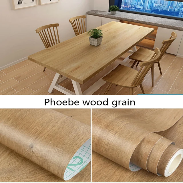 DIY Wood Grain Wallpaper for Kitchen Films Reconditioned Clothes Closet Closet Door Furniture for Home Office Decor Wall Sticker phoebe wood grain