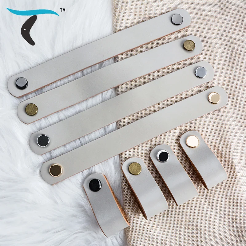 

Nordic style color leather handle furniture cabinet drawer sliding door handle children's room kitchen cabinet gray handle