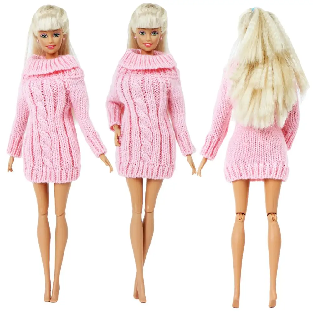 Ручная работа, элегантное женское розовое платье, свитер, повседневная одежда, наряд, юбка, Одежда для куклы Барби, аксессуары, лучшая игрушка