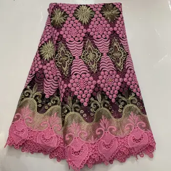 

Pink Latest Guipure Lace Cord Lace Embroiderey French African Cord Lace Fabric High Quality Nigeria Lace Fabric For Wedding