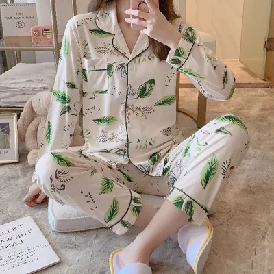 

Liang xing-Autumn & Winter Double zhang huang Leaves Qmilch Pajamas Suit M -Xxl