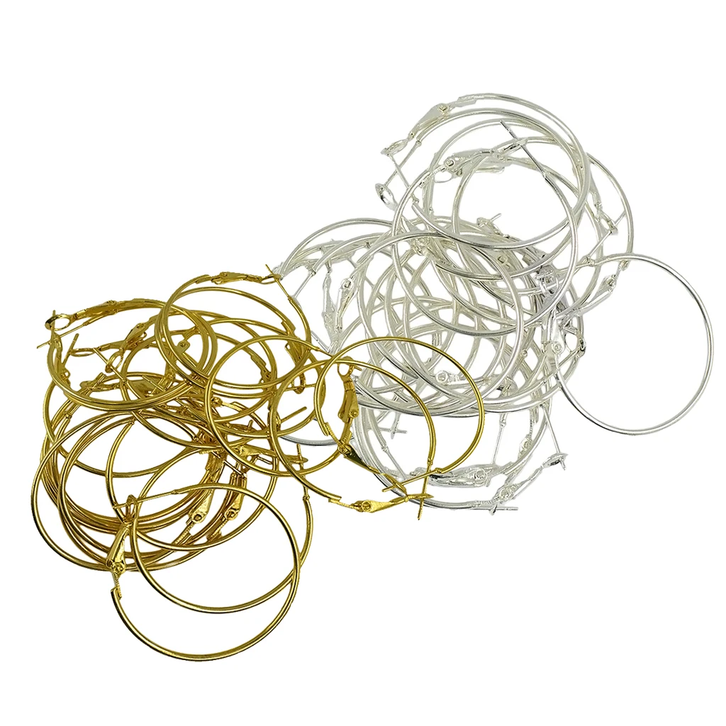 40 Pieces Fashion Women Copper Round Big Large Hoop Huggie Loop Earrings
