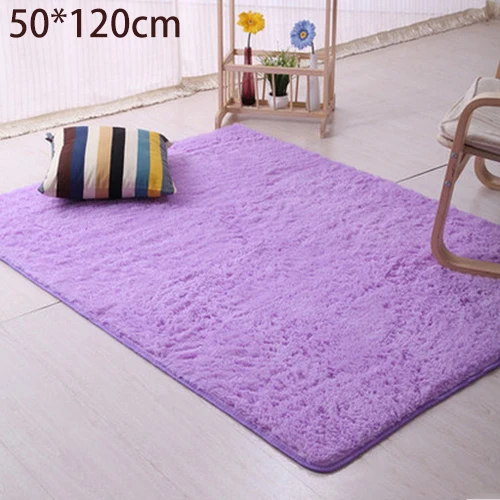light purple Коврики для двери из полиэфирного волокна, ковер, одеяло, мягкое, противоскользящее, лохматое, для свадебной комнаты, плюшевое, кофейное, для дома и дома, с живыми волосами - Цвет: light purple
