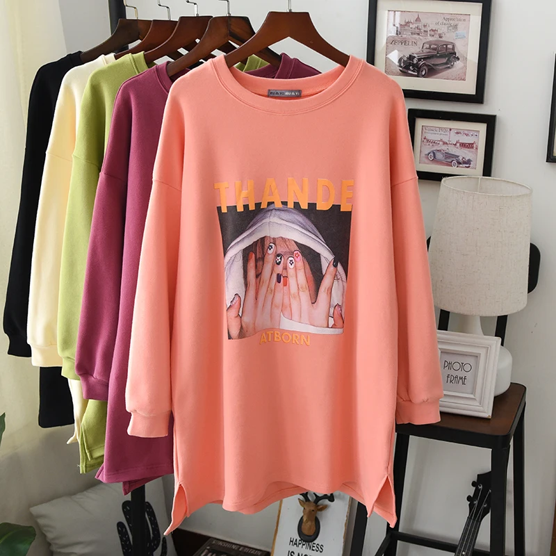 High street cool хлопковые толстовки с капюшоном женские осенние длинные свободные худи в уличном стиле пуловеры женские хип-хоп повседневные пальто