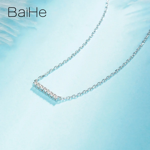 BAIHE Solid 18K розовое золото(AU750) Сертифицированный H/SI натуральные бриллианты свадебные женские милые/Романтические ювелирные изделия ожерелья