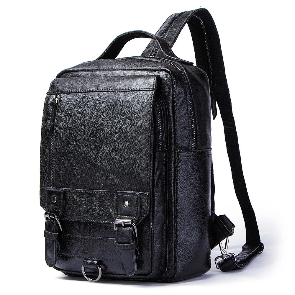 

Genuine Leather Both Shoulders Package Cowhide More Function Men And Women General Purpose business Backpack laptop man bagpack