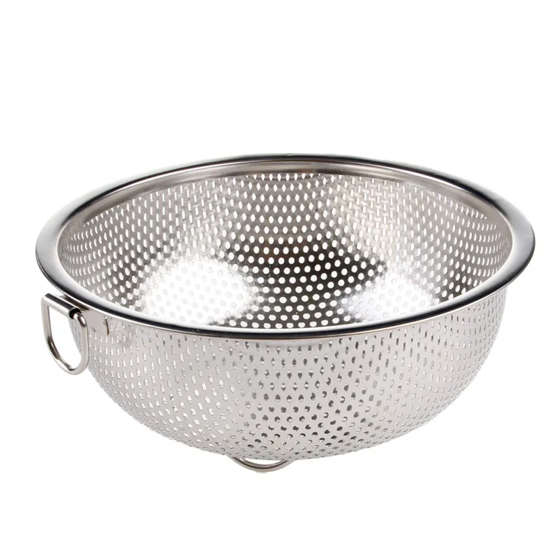 Stainless Steel Kitchen Hole Dense Mesh Sifter Colander Strainer Sieve BasketsColanders