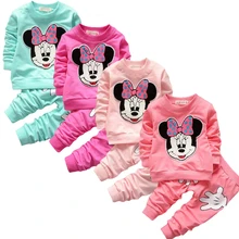 Весенне-осенний комплект одежды для детей, спортивный костюм для девочек, спортивный костюм для маленьких девочек, комплект детской одежды с рисунком Минни, От 1 до 4 лет
