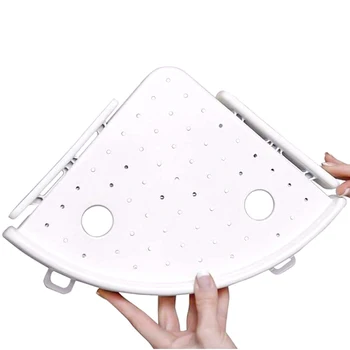

Hot Bathroom Triangular Shower Shelf Corner Bath Storage Holder Organizer Rack White Wall Mount PLD
