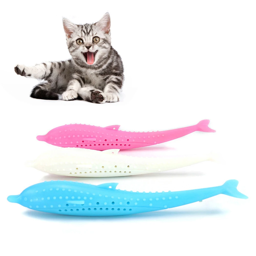 2 шт. для домашнего питомца, котенка, кошки зубная щетка рыбий формы Catnip молярный укус-стойкая жевательная игрушка для собак, очищающая зубы для котенка