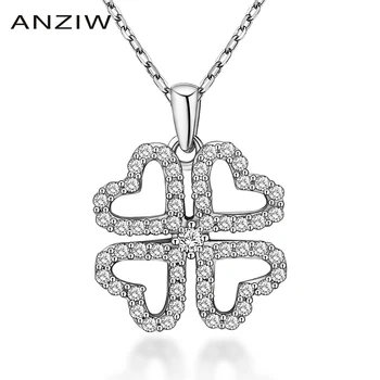 

Luxury 925 Sterling Silver Pendant Necklace for Women Four-leaf Clover Long Chain Necklace Wedding Silver Jewelry Gifts