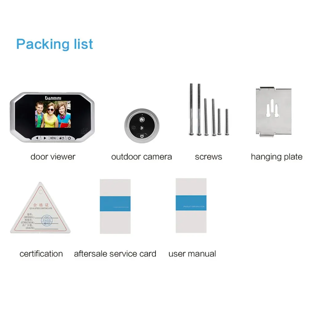 

Danmini 3.0 ''TFT LCD Screen 1.3MP HD Camera Video Doorbell 145 degree Wide angle Night Vision Digital Door Peephole Viewer