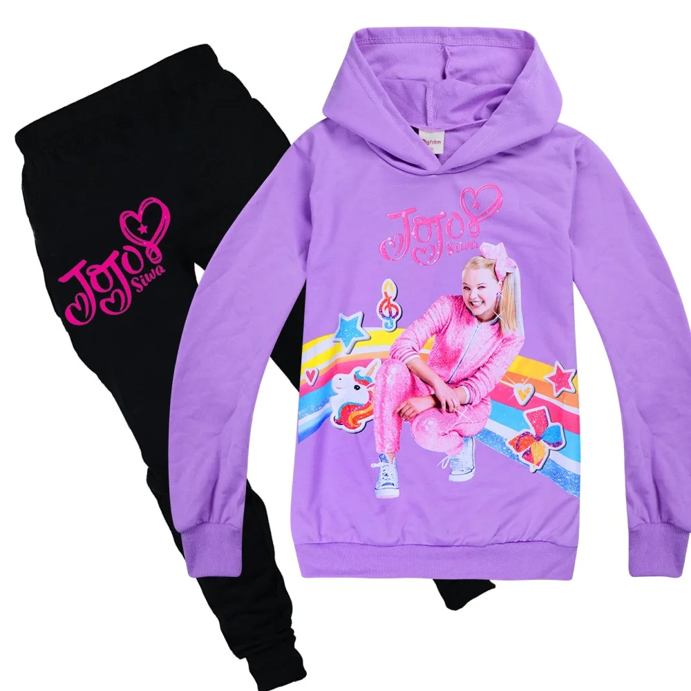 JOJO Siwa/комплекты для малышей; зимняя одежда для малышей; футболка в стиле принцессы; рубашка с длинными рукавами; толстовки+ брюки; комплект из 2 предметов; одежда для маленьких девочек - Цвет: 7275