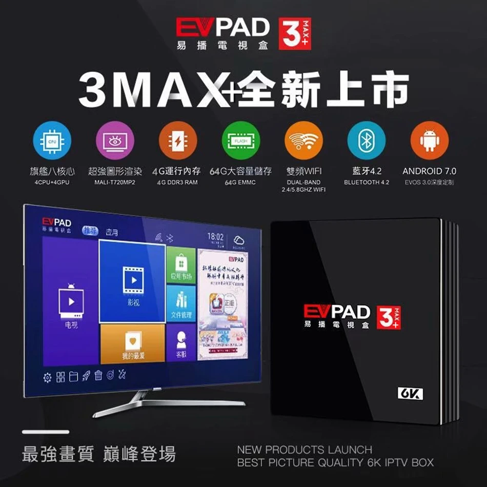 Подлинная EVPAD 3 s/3 plus Max+ IP Android tv Box ТВ в Корее Япония Сингапур Северная Америка Европа Гонконг Таиланд Вьетнам