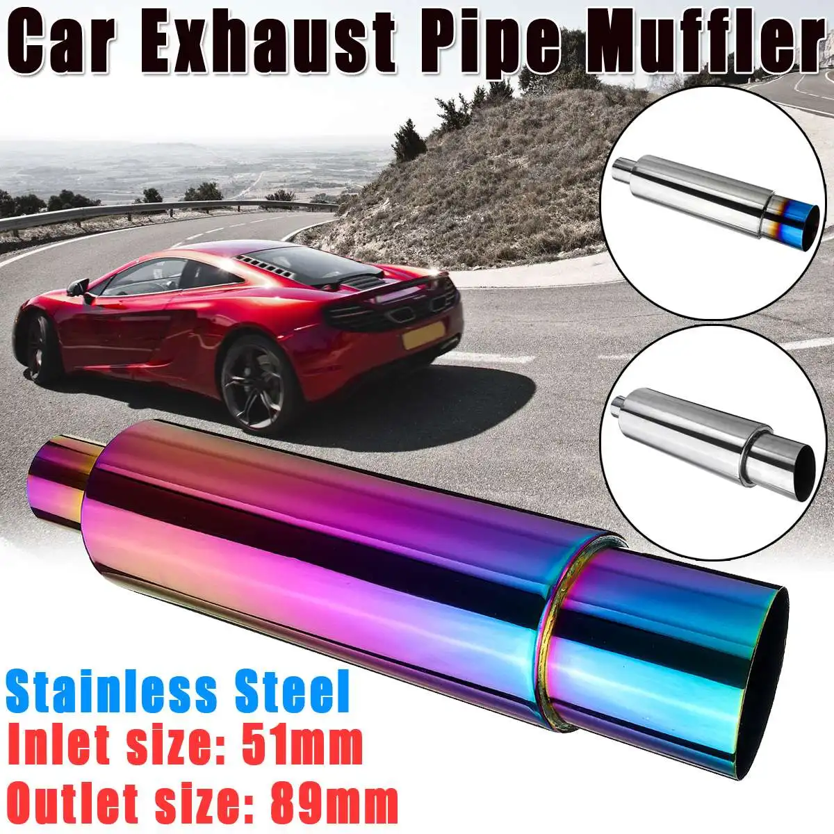 Выхлопной глушитель для автомобиля 2 дюйма на входе 3 5 наконечник универсального