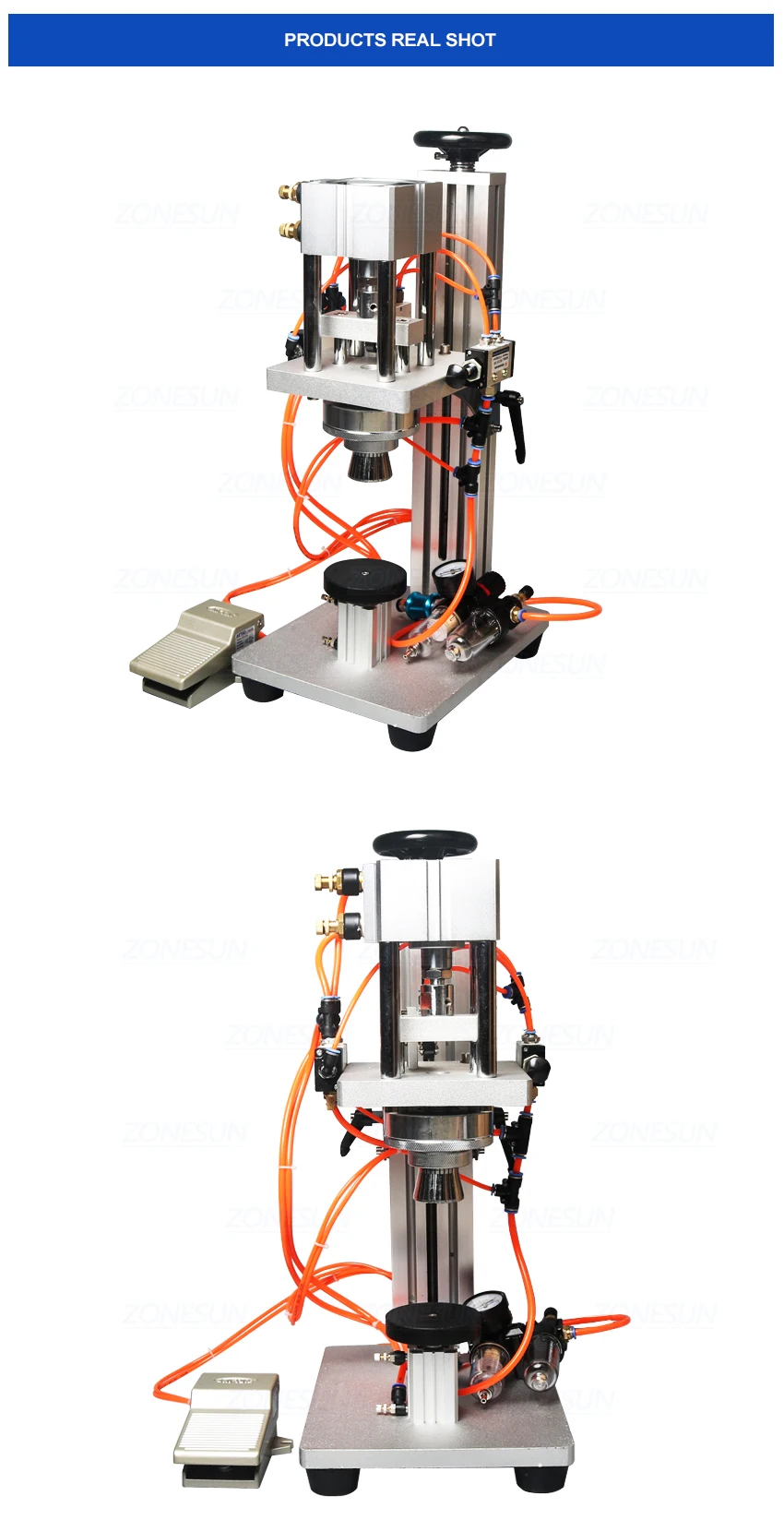 ZONESUN ZS-YG08 13/15/18/20mm Máquina pneumática para tampar perfume