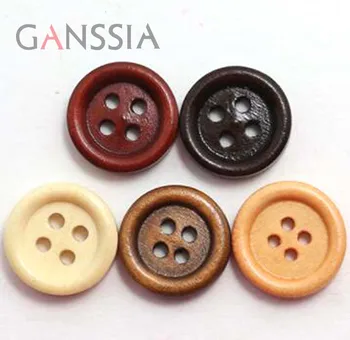 

30/50pcs/lot Naturla Wooden buttons 4-holes wooden button for sewing scrapbooking wood buttons (SS-922)