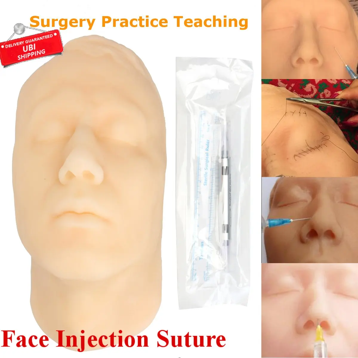 Surgical Beauty Practice Kit Silicone Head Facial Injection Teaching Model For Permanent Makeup Tattoo Skin Suture PlasticSurgey