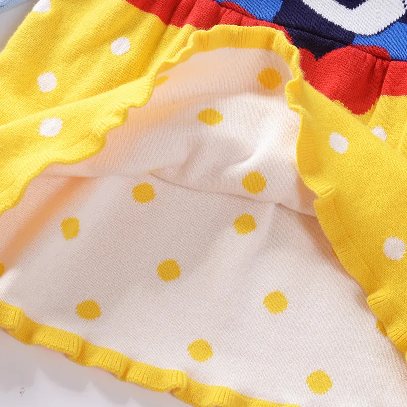cute princess candy color girl dress cotton knitted wear kids sweater-dresses children's clothing winter