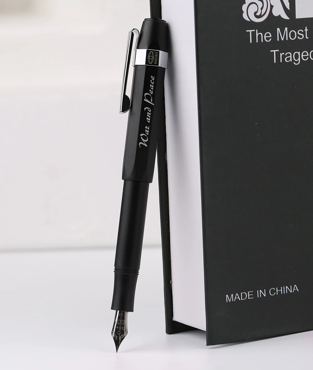 

Moonman Delike Vintage Metal Fountain Pen Matte Black Writing Gift Set Pocket Ink Pen Delicate EF/F/Small Calligraphy Bent Nib