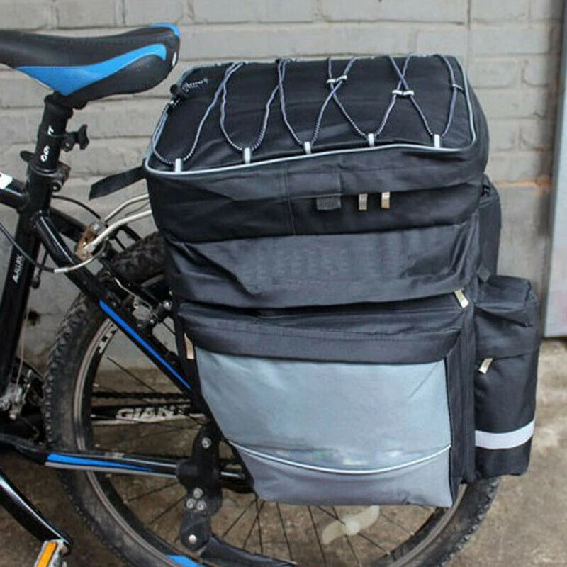 60L Водонепроницаемый MTB велосипед задний мешок 3-в-1 многоцелевой горный велосипед нейлон высокой плотности черное заднее сиденье пакет полка посылка