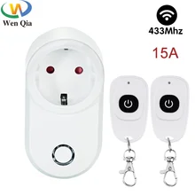 433MHz Universal Wireless Remote Control Switch Electric Socket EU 220V Remote control plug 15A 1527 Learning Code Controller