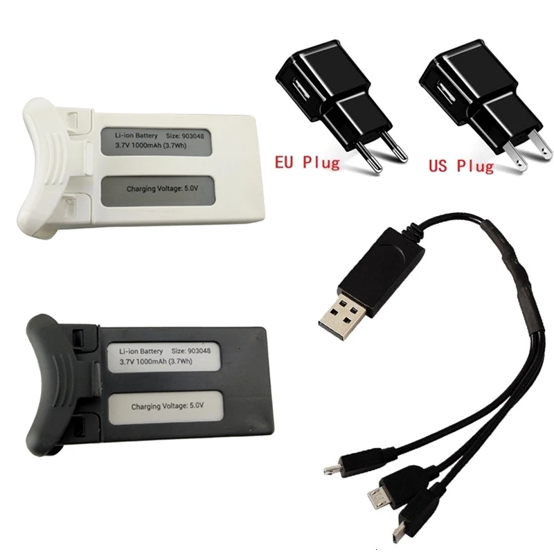 Skup 3.7V 1000mAh bateria litowa + ładowarka do SJRC S20W T25 czteroosiowe Drone części zamienne zdalnie sterowanego samolotu 3.7v akumulator lipo