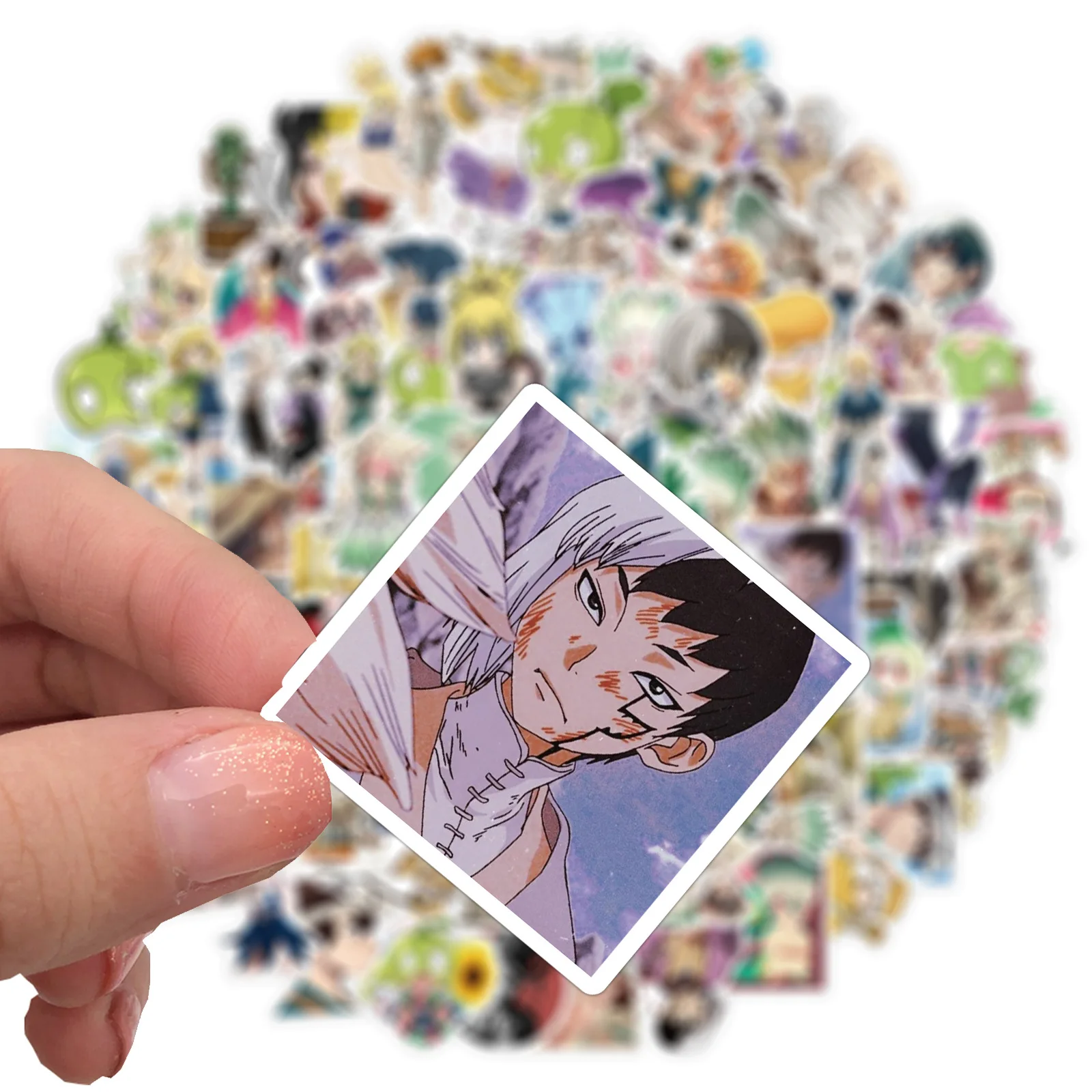 

10/50/100Pcs Japan Doctor Stone Anime Stickers Decal Suitcase Laptop Skateboard Graffitii Motorcycle Luggage Cartoon Sticker Toy