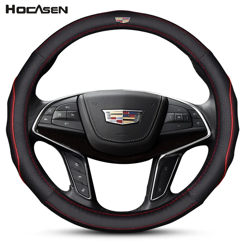 

Suitable for Cadillac Steering Wheel Cover Genuine Leather Car Grip Cover Sports Version