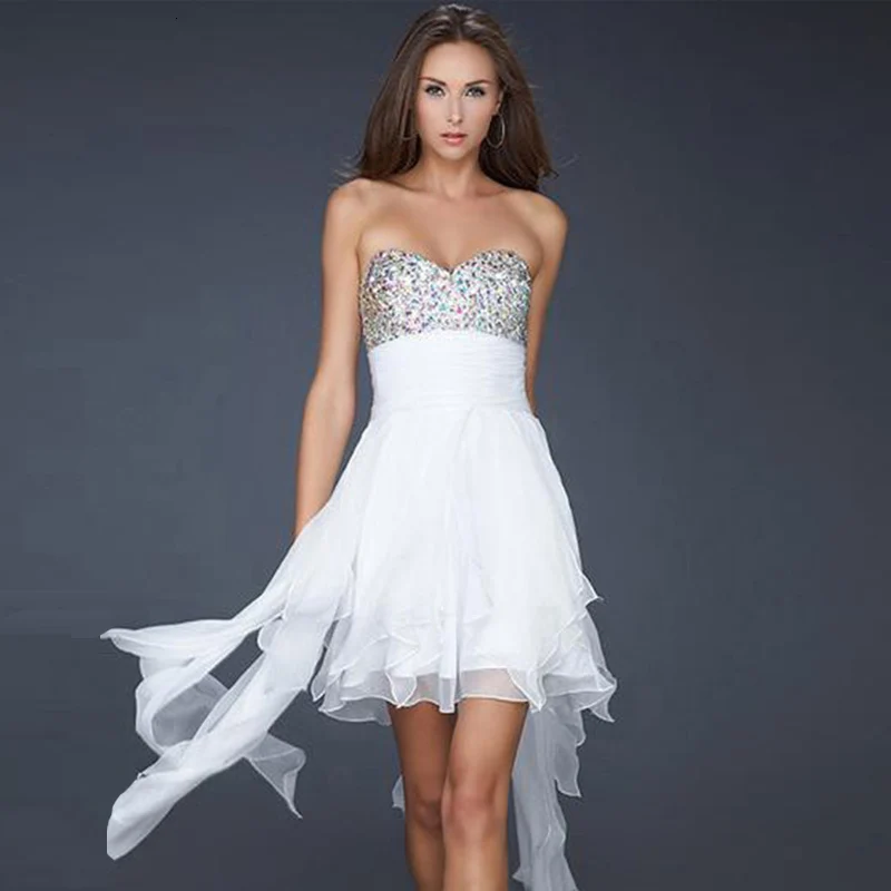 white BGW шифоновое Коктейльное мини-Платье без рукавов с открытой спиной Vestito Cerimonia Donna женское Платье - Цвет: white