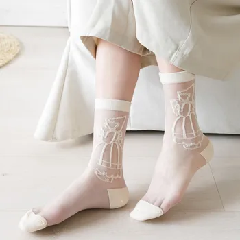 

Spring and summer new Japanese Kawaii glass filament socks women Japanese Kawaii glass filament lace socks streetwear