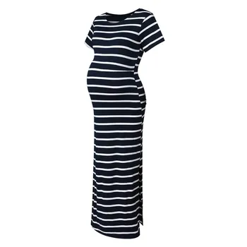 

Fashion Women's maternity dresses Cotton O-neck A-Line Short Sleeve Pregnancy Stripe Summer Dress Clothes Purchasing H4