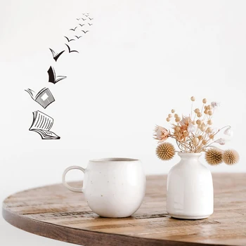 

Bedroom Open Book 3D Waterproof Library Classroom Wall Sticker Fly Birds PVC DIY Adhesive School Home Decoration Background