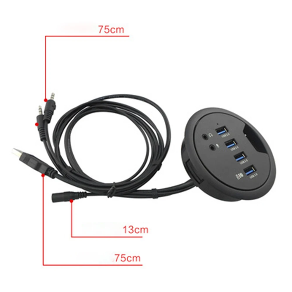 Usb Hub Montagem em Cubos de Mesa Usb 3.0 Hub com Adaptador de Alimentação Fone de Ouvido Microfone Porto para pc Tablet Usb 3.0 Divisor - Imagem 4