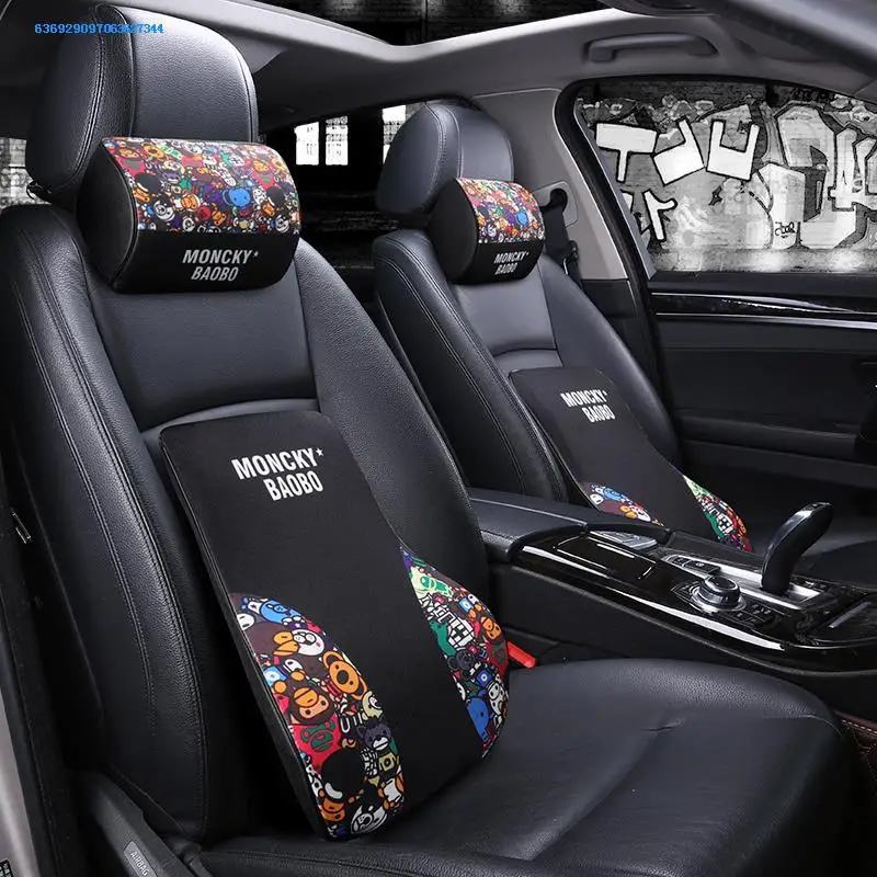 

Automotive Headrest Neck Support Pillow Memory Foam Back Cushion Seat Cushion Car Supplies Pillow a Pair Car Mounted Lumbar Pill