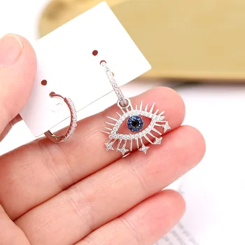 

Lucky eye earrings female new asymmetric devil's eye lashes fashion trend ins circle earrings earrings