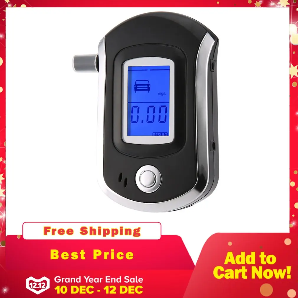 

Professional Digital Breath Alcohol Tester Breathalyzer with LCD Dispaly with 5 Mouthpieces Police Alcohol Parking Breathalyser