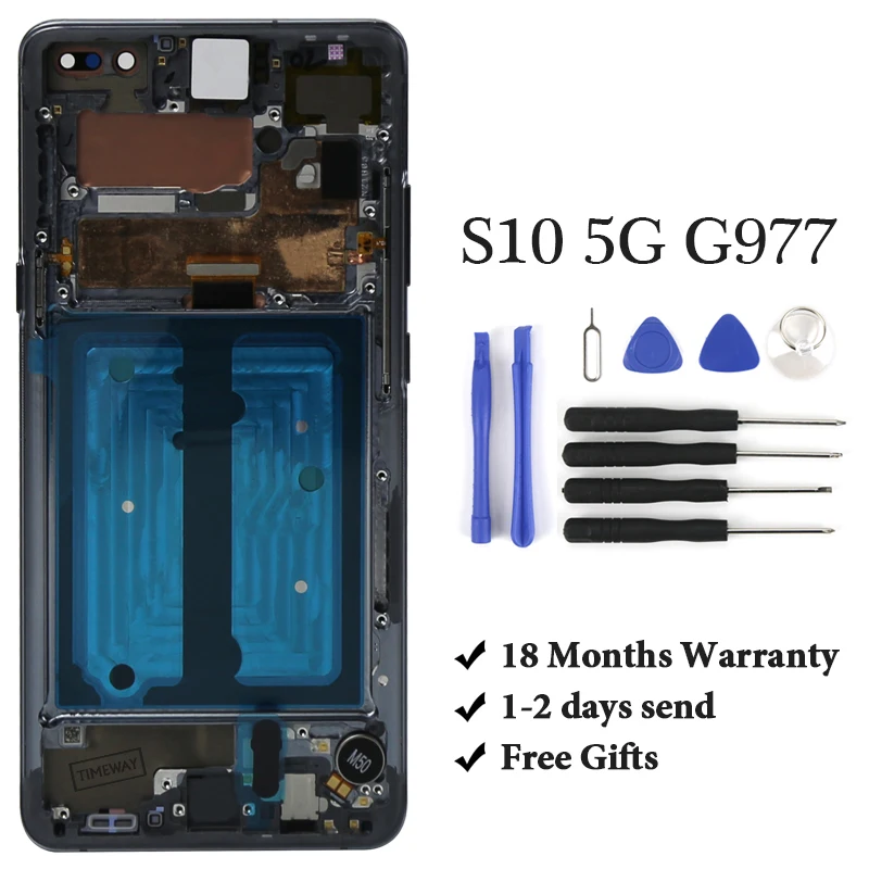 

Original AMOLED Black Panel For Samsung S10 LCD Display With Frame G977 Touch Screen Panel Assembly