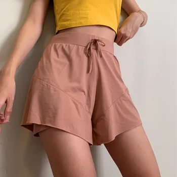 

2020 Women's plus size sports shorts double-layer anti-light sweat-absorbent breathable high elastic