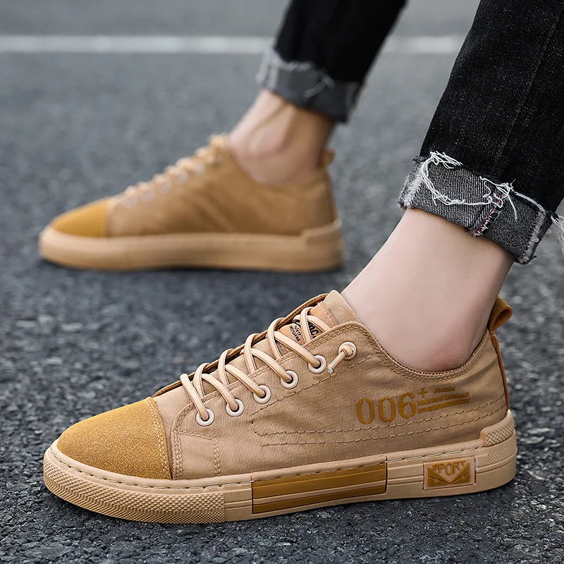 

Sewing Classics Men Canvas Casual Shoes Fashion Patchwork Flat Vulcanize Shoes Lace-Up Spring Autumm Breathable Boys Sneakers